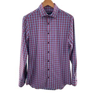 MIZZEN + MAIN Leeward Trim Fit Long Sleeve Blue Plaid Button Down Shirt Size S